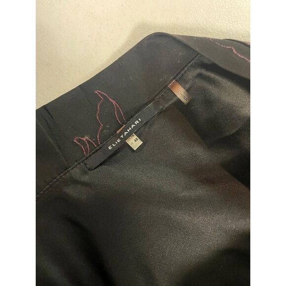 Elie Tahari Bethany Dress Black Plum Floral Embroidered 12 - Picture 5 of 5